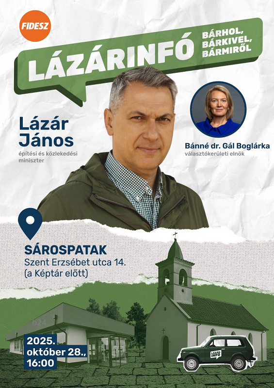Kedden ismét Lázárinfó, Sárospatakon tart utcafórumot a fideszes miniszter