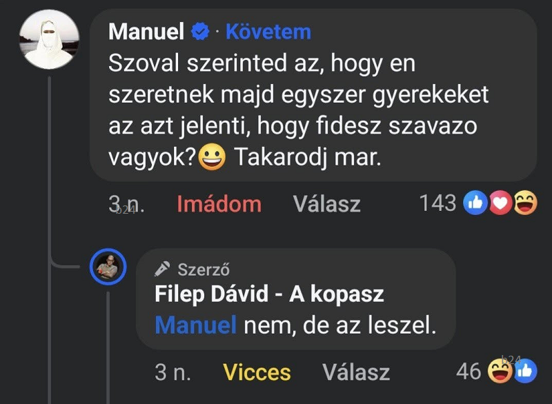 Manuel is keményen visszaszólt a propagandistának, aki fideszesnek merte nevezni