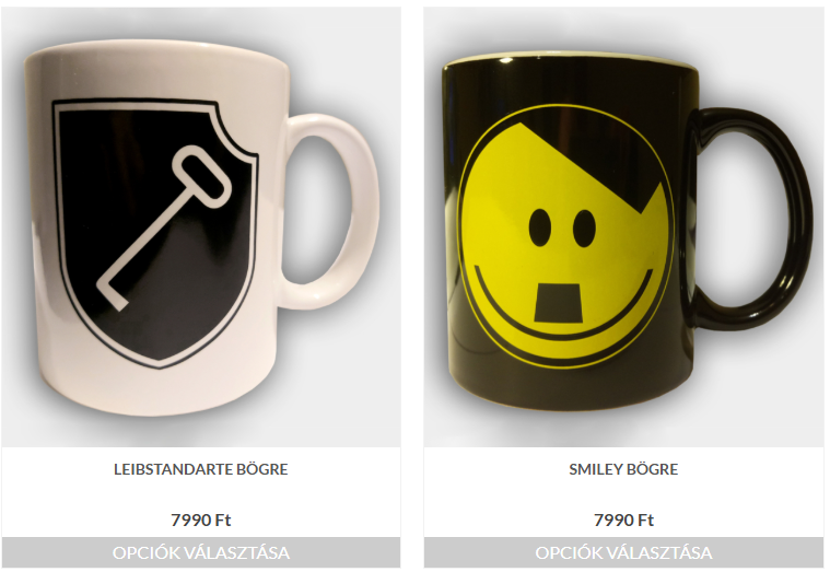 Sieg Heil, 88 és Leibstandarte feliratú tárgyakat árul egy kecskeméti székhelyű webshop