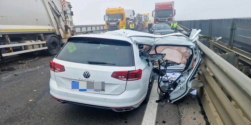 Óriási csattanás az autópályán, döbbenetes, de ebből a roncsból karcolásokkal szállt ki a sofőr