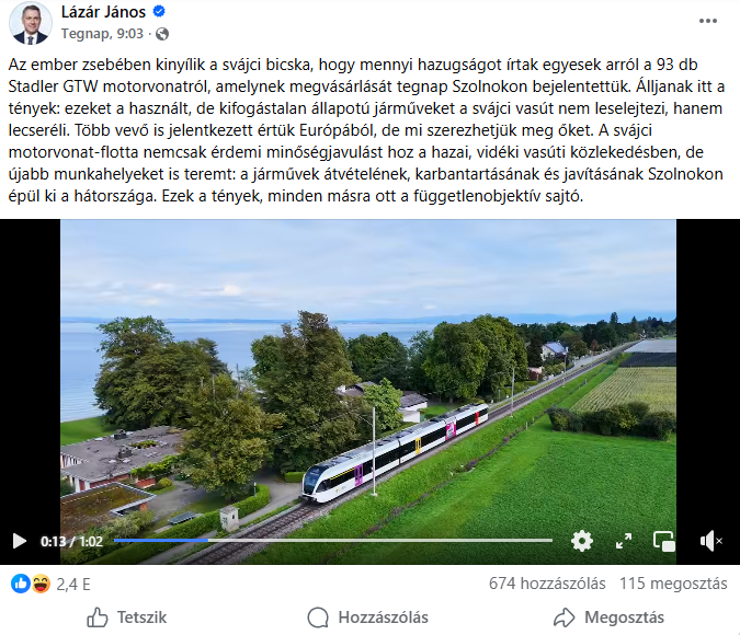 A Debrecen-Miskolc vonal profitálhat majd Lázár János “nagyon jó üzletéből”