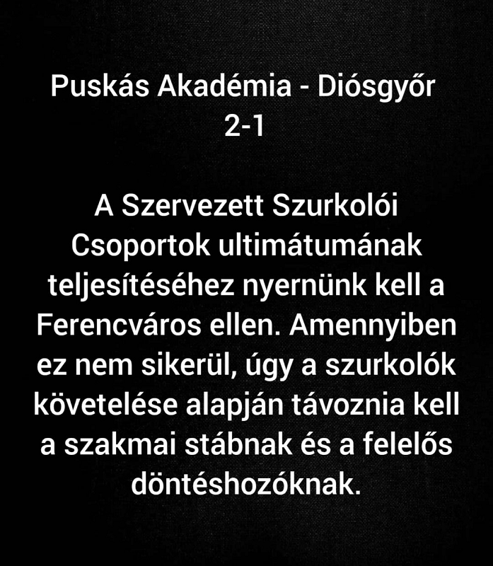 Csak a Fradi legyőzésével teljesítheti a csapat az ultrák által adott ultimátumot, de…