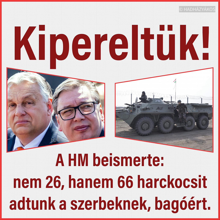 Ismét fény derült egy Fidesz-hazugságra: békepárti kormányunk 66 harckocsit adott Szerbiának, szinte ingyen