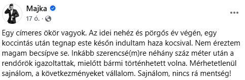 Rajtakapták Majkát ittasan a volán mögött, vezetői engedélye bánja
