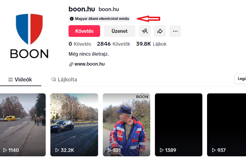 A TikTok állami ellenőrzésű médiává címkézte a Boon-t, valamint többek között a Mandinert és az Origót