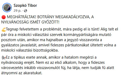 Megakadályozták a fideszes többségű választási bizottsági kinevezést Miskolcon