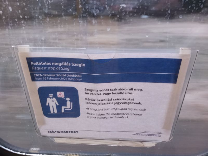 MÁV – leszállási szándékát kérjük előre jelezze
