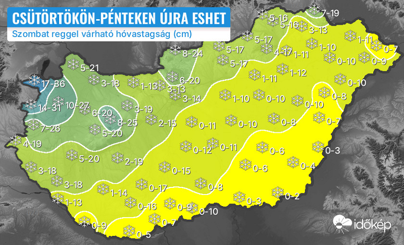 Még mindig bizonytalan a mennyiség, de a hét második felében alaposan behavazódik BAZ megye