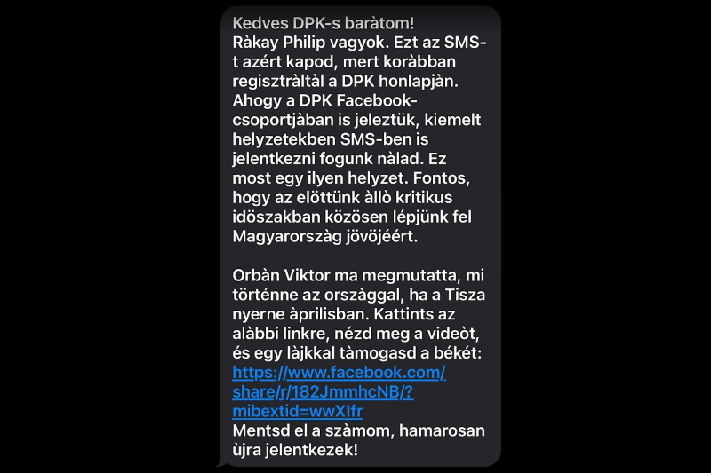 SMS-t kaptunk Rákay Philiptől