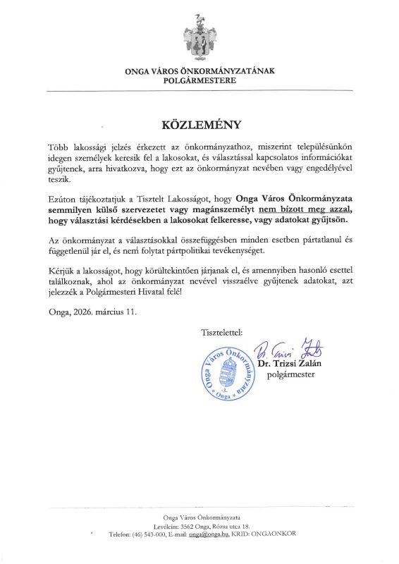 Adatvadászok Ongán a választások előtt? – A polgármester figyelmeztet