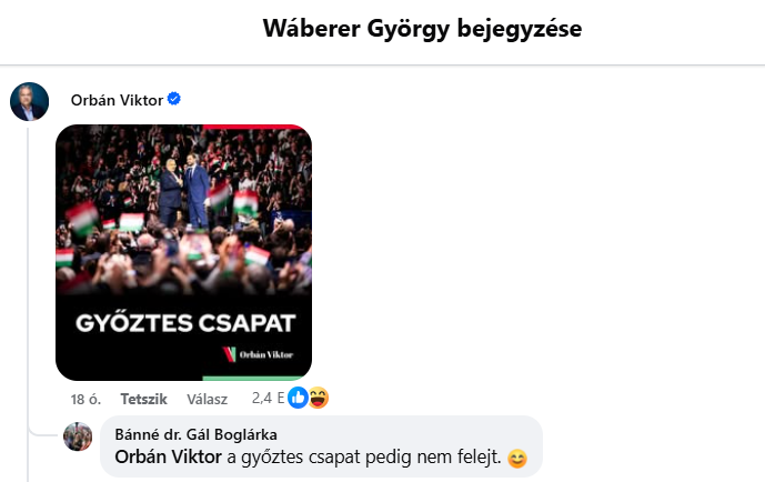 Wáberer pálfordul a Fidesz fenyeget? – Furcsa hozzászólással jutalmazta az egykori kormánybiztos videóját a borsodi képviselőjelölt