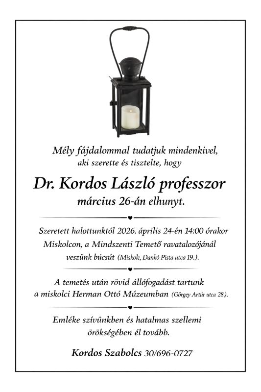 Elhunyt a borsodi kötődésű Dr. Kordos László professzor, a Rudapithecus hungaricus felfedezéséhez vezető ásatások irányítója