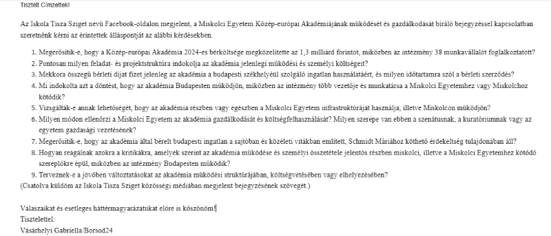 Milliárdos költségeket és miskolci kötődéseket kifogásol az Iskola Tisza Sziget a Közép-európai Akadémiánál – Megkerestük az érintetteket