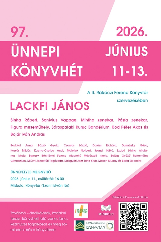 Lackfi János nyitja a 97. Ünnepi Könyvhetet Miskolcon