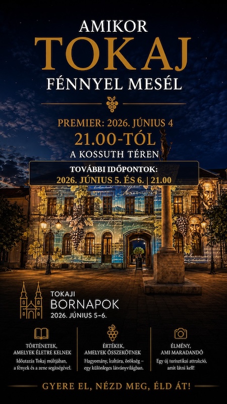 Bor, zene és fényfestés Tokaj megújult belvárosában