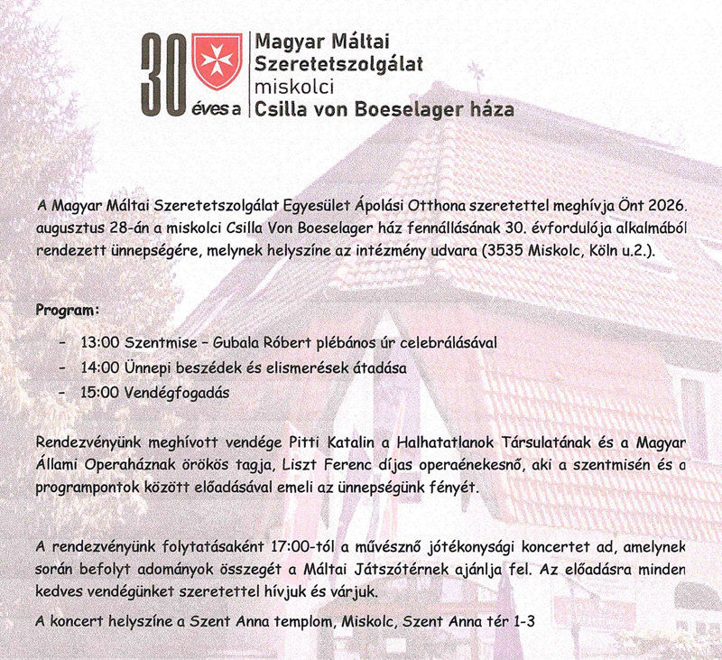 Harminc év alatt 8000 ember gyógyult a miskolci máltai ápolási otthonban